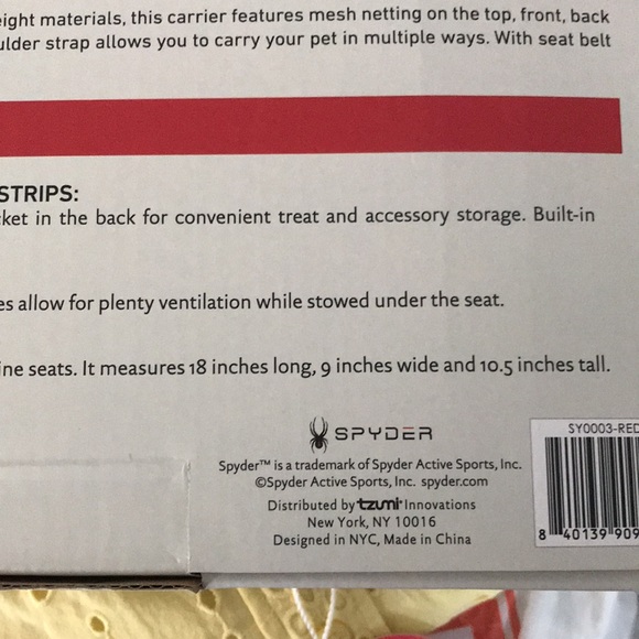 Spyder Small Dog or Cat Pet Carrier (Airplane Approved) New In Box - Picture 10 of 10